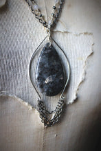 Load image into Gallery viewer, Wolves of Winter | Winter Dark. Beaded Gemstone Pendant Necklace.