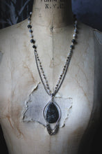 Load image into Gallery viewer, Wolves of Winter | Winter Dark. Beaded Gemstone Pendant Necklace.