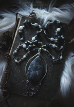 Load image into Gallery viewer, Wolves of Winter | Winter Dark. Beaded Gemstone Pendant Necklace.