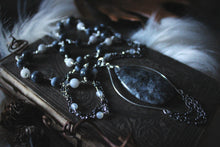 Load image into Gallery viewer, Wolves of Winter | Winter Dark. Beaded Gemstone Pendant Necklace.