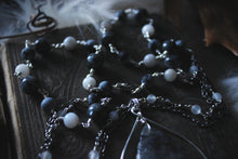 Load image into Gallery viewer, Wolves of Winter | Winter Dark. Beaded Gemstone Pendant Necklace.