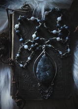 Load image into Gallery viewer, Wolves of Winter | Winter Dark. Beaded Gemstone Pendant Necklace.
