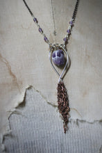 Load image into Gallery viewer, Frolic II. Amethyst Mixed Metals Tassel Necklace.