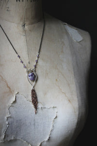 Frolic II. Amethyst Mixed Metals Tassel Necklace.