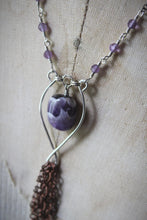 Load image into Gallery viewer, Frolic II. Amethyst Mixed Metals Tassel Necklace.