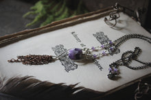 Load image into Gallery viewer, Frolic II. Amethyst Mixed Metals Tassel Necklace.