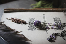 Load image into Gallery viewer, Frolic II. Amethyst Mixed Metals Tassel Necklace.