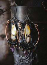 Load image into Gallery viewer, Ghoul's Night |  Artisan Pewter &amp; Gemstone Hoop Earrings.
