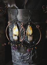 Load image into Gallery viewer, Ghoul's Night |  Artisan Pewter &amp; Gemstone Hoop Earrings.