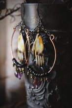 Load image into Gallery viewer, Ghoul's Night |  Artisan Pewter &amp; Gemstone Hoop Earrings.