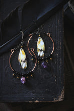 Load image into Gallery viewer, Ghoul's Night |  Artisan Pewter &amp; Gemstone Hoop Earrings.