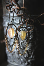 Load image into Gallery viewer, Luminesce | Carnelian Leaf. Gemstone &amp; Mixed Metal Earrings.