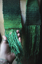 Load image into Gallery viewer, The Kelpie&#39;s Keep. Storyteller Series. Crocheted Fringe Scarf.