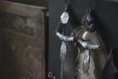 Legend & Lore  | The Woman In White. Gemstone Charm Earrings.