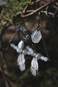 Legend & Lore  | The Woman In White. Gemstone Charm Earrings.