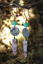 Load image into Gallery viewer, Spirited | The Green Mist. Artisan Pewter Drop Earrings.