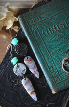 Load image into Gallery viewer, Spirited | The Green Mist. Artisan Pewter Drop Earrings.