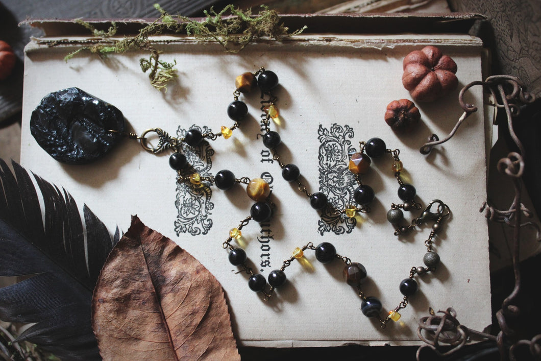 Legend & Lore  | Hallowed Ground. Beaded Gemstone Pendant Necklace.