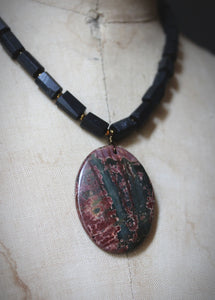 Legend & Lore  | Bloody Mary. Beaded Gemstone Pendant Necklace.