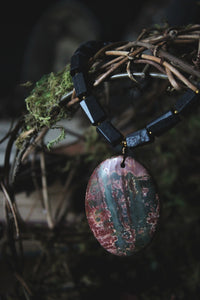 Legend & Lore  | Bloody Mary. Beaded Gemstone Pendant Necklace.