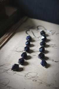 The Night Sky Collection | Galaxy. Linear Blue Goldstone Earrings.