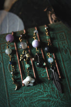 Load image into Gallery viewer, Spirited | Phantoms &amp; Flowers. Beaded Gemstone &amp; Charm Hair Pin Set.