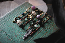 Load image into Gallery viewer, Spirited | Phantoms &amp; Flowers. Beaded Gemstone &amp; Charm Hair Pin Set.