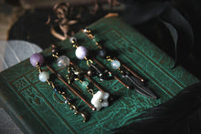 Load image into Gallery viewer, Spirited | Phantoms &amp; Flowers. Beaded Gemstone &amp; Charm Hair Pin Set.