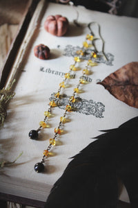 Legend & Lore  | Bala ~ Sleepy Hollow. Long Gemstone Linear Earrings.