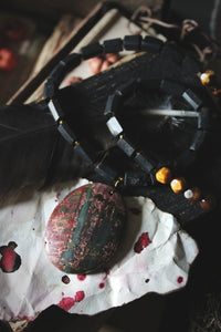 Legend & Lore  | Bloody Mary. Beaded Gemstone Pendant Necklace.