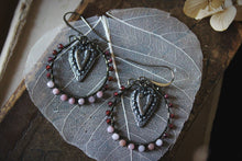Load image into Gallery viewer, Annulet | Artisan Pewter &amp; Gemstone Hoop Earrings.