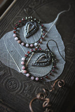 Load image into Gallery viewer, Annulet | Artisan Pewter &amp; Gemstone Hoop Earrings.