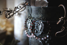 Load image into Gallery viewer, Annulet | Artisan Pewter &amp; Gemstone Hoop Earrings.