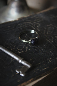 The Night Sky Collection | Cosmic. Blue Goldstone Wire-wrap Ring.