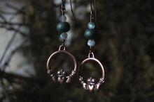 Load image into Gallery viewer, Claddagh | Gemstone &amp; Glass Charm Earrings.