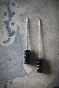 Xenopeltis. Faceted Glass Threader Earrings.