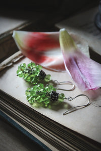 The Neon Garden | Bells of Ireland. Vintage Glass Beaded Drop Earrings.