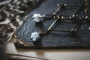 Long Shadow. Antiqued Bronze & Quartz Earrings.