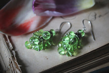 Load image into Gallery viewer, The Neon Garden | Bells of Ireland. Vintage Glass Beaded Drop Earrings.