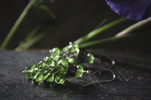 The Neon Garden | Bells of Ireland. Vintage Glass Beaded Drop Earrings.