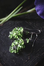 Load image into Gallery viewer, The Neon Garden | Bells of Ireland. Vintage Glass Beaded Drop Earrings.