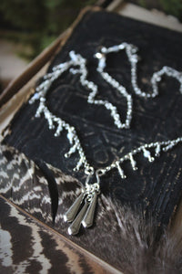 Three of Air. Beaded Fringe Gemstone Necklace.