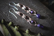Load image into Gallery viewer, Rain Chain | Amethyst &amp; Garnet || Gemstone Dangle Earrings.