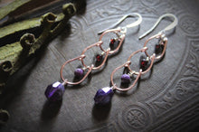 Load image into Gallery viewer, Rain Chain | Amethyst &amp; Garnet || Gemstone Dangle Earrings.