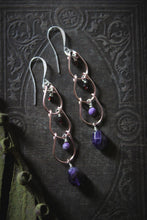 Load image into Gallery viewer, Rain Chain | Amethyst &amp; Garnet || Gemstone Dangle Earrings.