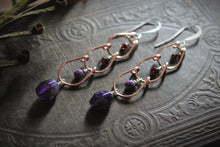 Load image into Gallery viewer, Rain Chain | Amethyst &amp; Garnet || Gemstone Dangle Earrings.