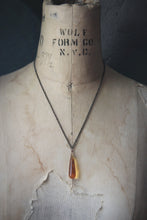 Load image into Gallery viewer, Ciderhouse. Vintage Amber Glass Droplet Pendant Necklace.