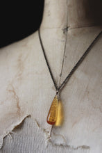 Load image into Gallery viewer, Ciderhouse. Vintage Amber Glass Droplet Pendant Necklace.