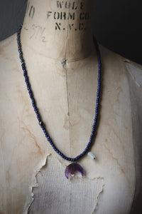 The Spellcaster Necklace | No.3. Hand-strung Amethyst Moon Pendant Necklace.