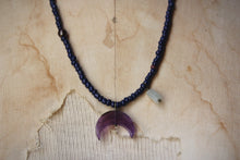 Load image into Gallery viewer, The Spellcaster Necklace | No.3. Hand-strung Amethyst Moon Pendant Necklace.